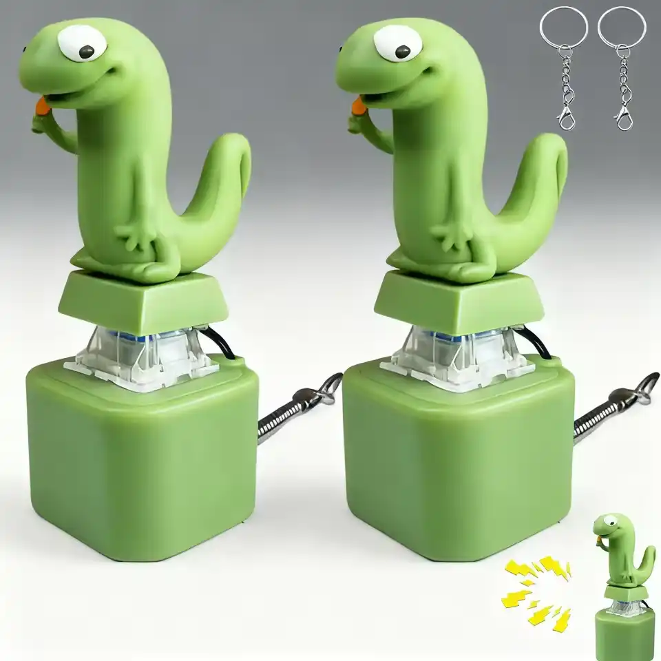 🔥 Funny Croaking Lizard Keychain Rechargeable Lizard Keyboard Fidget Clicker Lizard Sound Keychain with LED Light