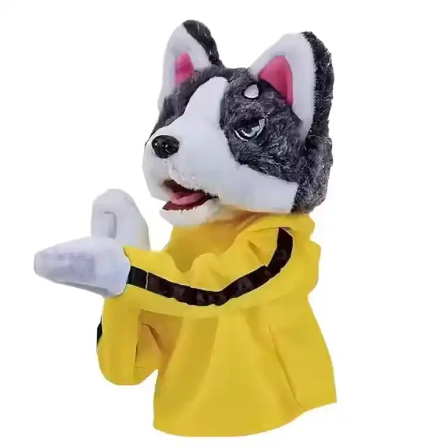Kid Kung Fu Animal Toy Husky Glove Doll Game Plush Toy Boxer Hand Puppet Dog Action Interactive Toys Party